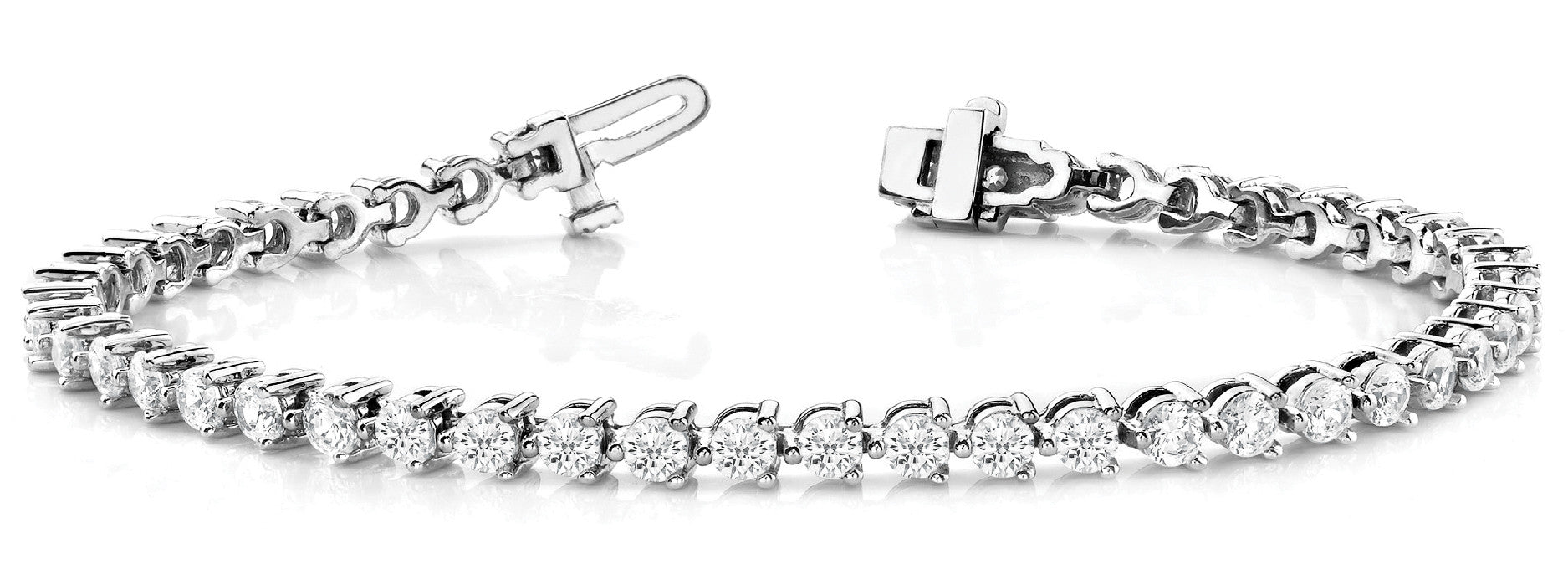 White gold Round Cut Diamond Tennis Bracelet with Prong Setting 1