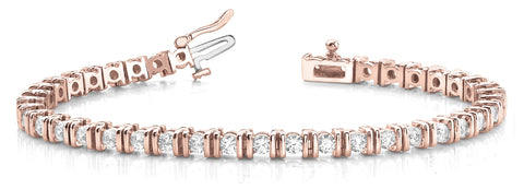 Rose gold Round Brilliant Tennis Bracelet with Channel Set Stones and Box Clasp 1
