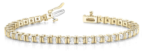 Yellow gold Round Brilliant Tennis Bracelet with Channel Set Stones and Box Clasp 1