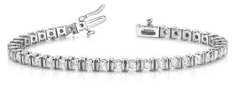 White gold Round Brilliant Tennis Bracelet with Channel Set Stones and Box Clasp 1