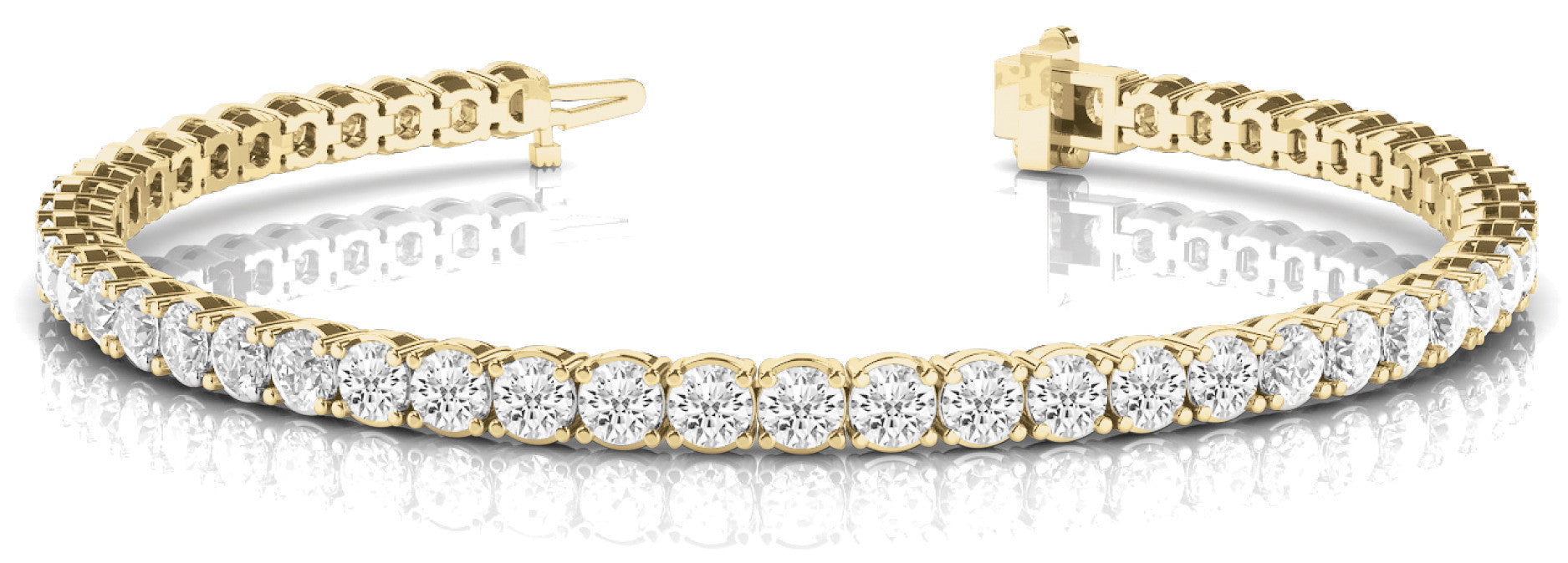 Yellow gold Round Diamond Tennis Bracelet with Prong Setting in White Gold 1