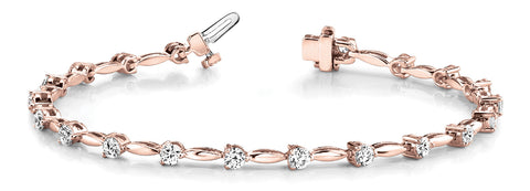 Rose gold Round Cut Prong Set Diamond Tennis Bracelet 1