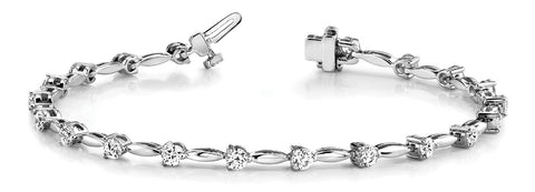 White gold Round Cut Prong Set Diamond Tennis Bracelet 1