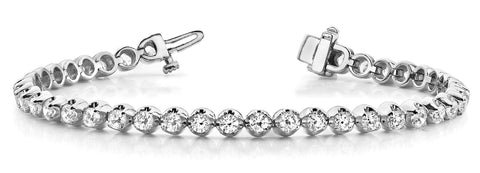 White gold Round Diamond Bezel-Set Tennis Bracelet 1