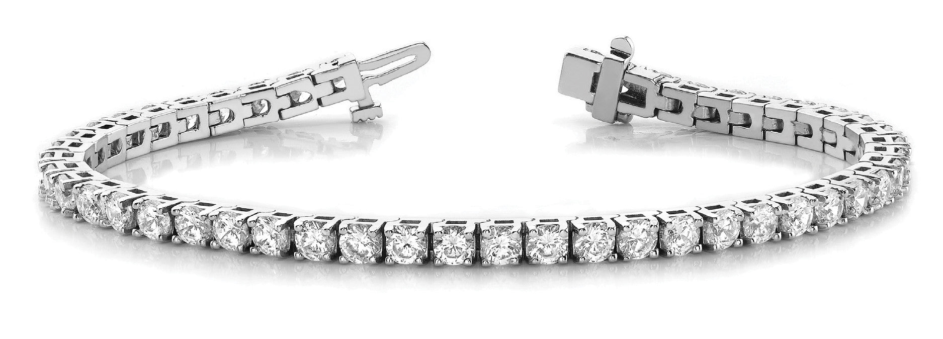White gold Round Cut Diamond Tennis Bracelet with Box Clasp and Four-Prong Setting 1