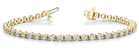 Yellow gold Round Diamond Tennis Bracelet with Prong Setting on a Link Band 1