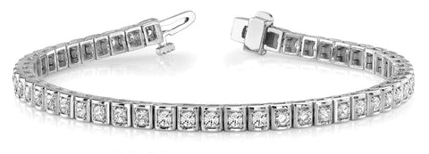 White gold Square Channel Set Round Diamond Tennis Bracelet 1