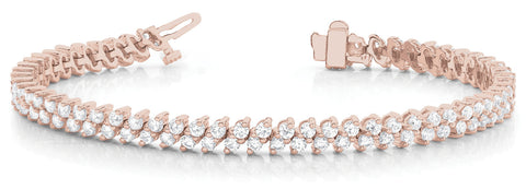 Rose gold Round Cut Double Row Tennis Bracelet with Four-Prong Setting 1