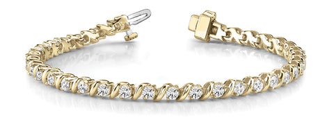 Yellow gold Round Diamond Channel Set Tennis Bracelet with U-Prong Setting 1