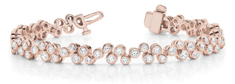 Rose gold Bezel Set Round Diamond Cluster Tennis Bracelet 1