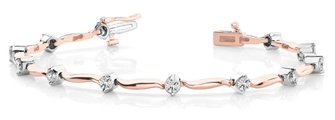Rose gold Round Diamond Bezel-Set Tennis Bracelet with S-Link Band 1