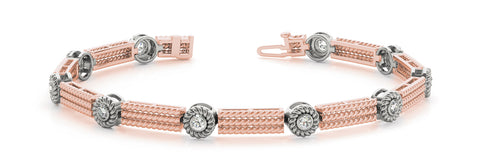 Rose gold Round Bezel Rope Chain Diamond Bracelet 1