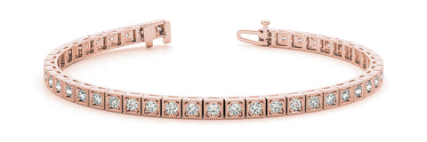 Rose gold Square Milgrain Diamond Tennis Bracelet 1