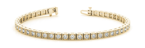 Yellow gold Square Milgrain Diamond Tennis Bracelet 1