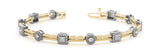 Yellow gold Round Bezel-Set Diamond Rope Chain Bracelet 1