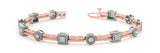 Rose gold Round Bezel-Set Diamond Rope Chain Bracelet 1