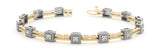 Yellow gold Square Bezel Set Round Diamond Rope Link Bracelet 1