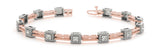 Rose gold Square Bezel Set Round Diamond Rope Link Bracelet 1