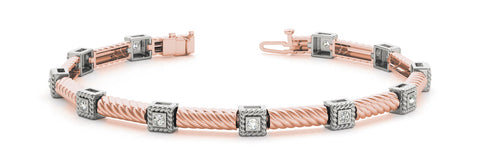 Rose gold Round Bezel Set Diamond Rope Bracelet 1