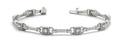 White gold Princess Cut Diamond Channel Set Link Bracelet with Bezel Prong Setting 1