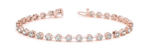 Rose gold Hexagon Bezel Round Diamond Tennis Bracelet 1