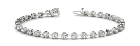 White gold Hexagon Bezel Round Diamond Tennis Bracelet 1