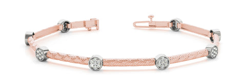 Rose gold Bezel Set Round Diamond Braided Band Bracelet 1