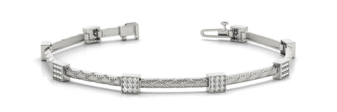 White gold Square Pave Diamond Cable Bracelet with Box Clasp 1