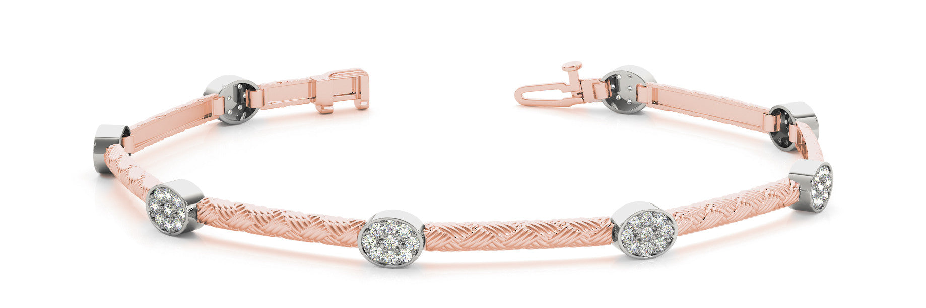 Rose gold Round Diamond Pavé Cable Bangle Bracelet 1