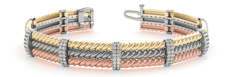 Rose gold Round Diamond Pavé Rope Bracelet with Box Clasp 1