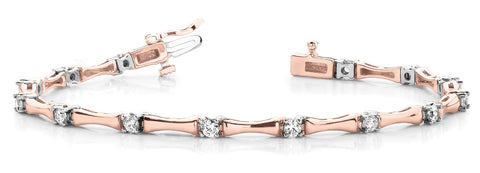 Rose gold Round Diamond Tennis Bracelet with Channel Set Stones and Four-Prong Setting 1