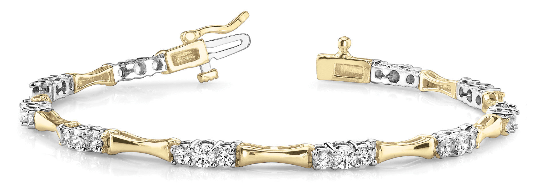 Yellow gold Round Diamond Tennis Bracelet with Channel-Set Stones and Four-Prong Setting 1