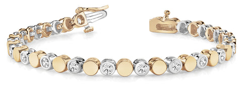 Yellow gold Bezel-Set Round Diamond Tennis Bracelet with Box Clasp 1