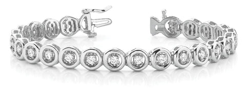 White gold Round Bezel Set Diamond Tennis Bracelet with Prong Setting 1