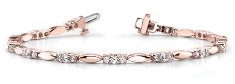Rose gold Round Cut Diamond Tennis Bracelet with Bezel and Prong Setting 1