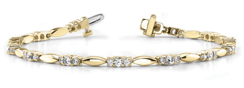 Yellow gold Round Cut Diamond Tennis Bracelet with Bezel and Prong Setting 1