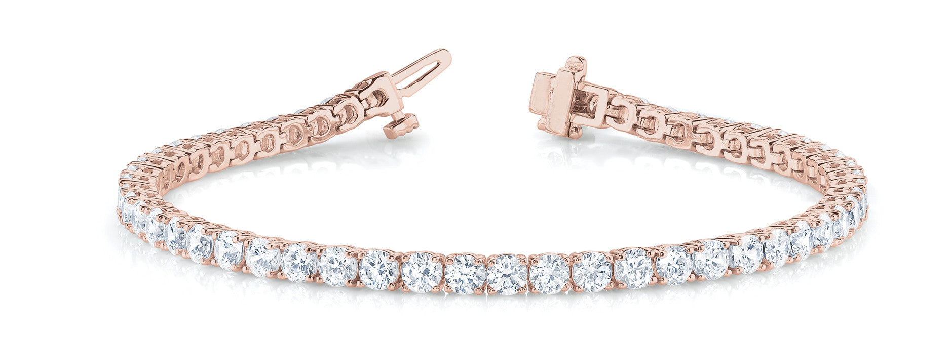 Rose gold Round Cut Diamond Tennis Bracelet with Four-Prong Setting 1