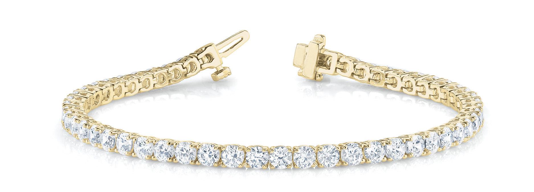Yellow gold Round Cut Diamond Tennis Bracelet with Four-Prong Setting 1