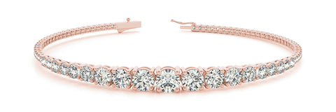 Rose gold Round Diamond Tennis Bracelet with Four-Prong Setting on a White Gold Band 1
