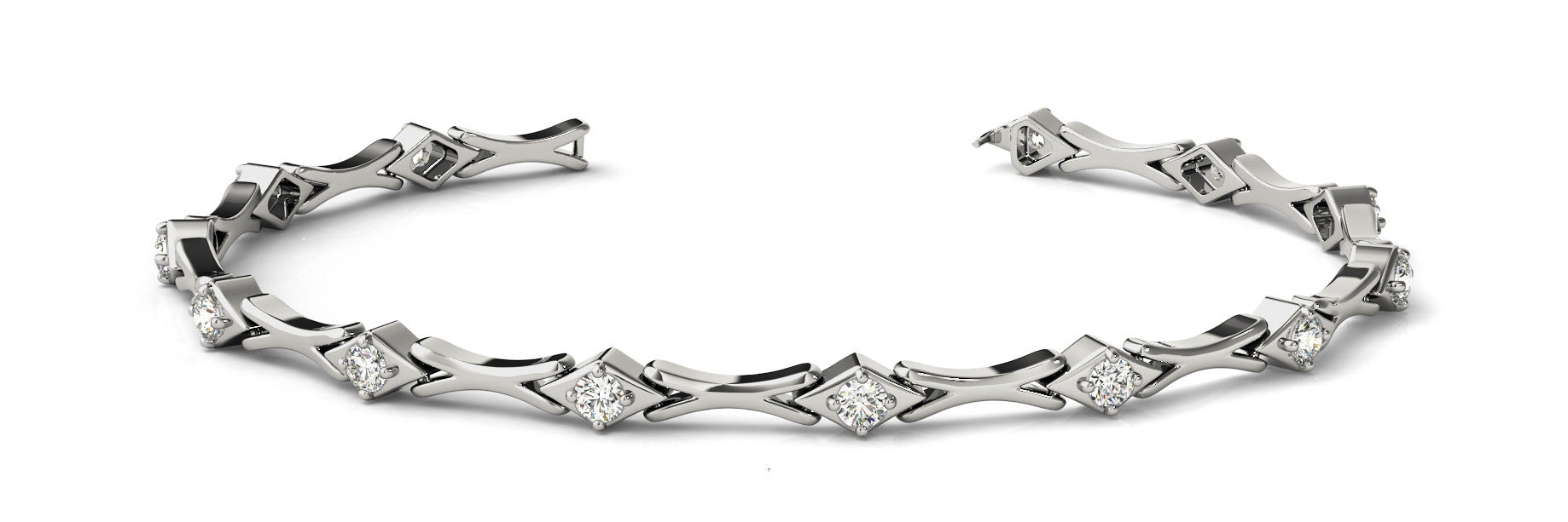 White gold Round Diamond X-Link Tennis Bracelet with Bezel Setting 1