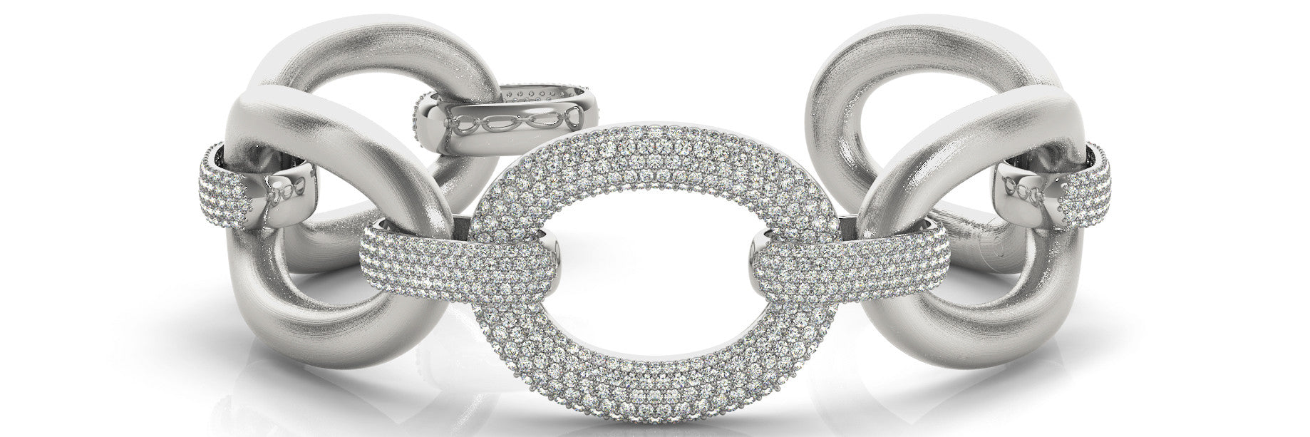 Yellow gold Pavé Round Diamond Link Bracelet with Smooth Gold Band 1