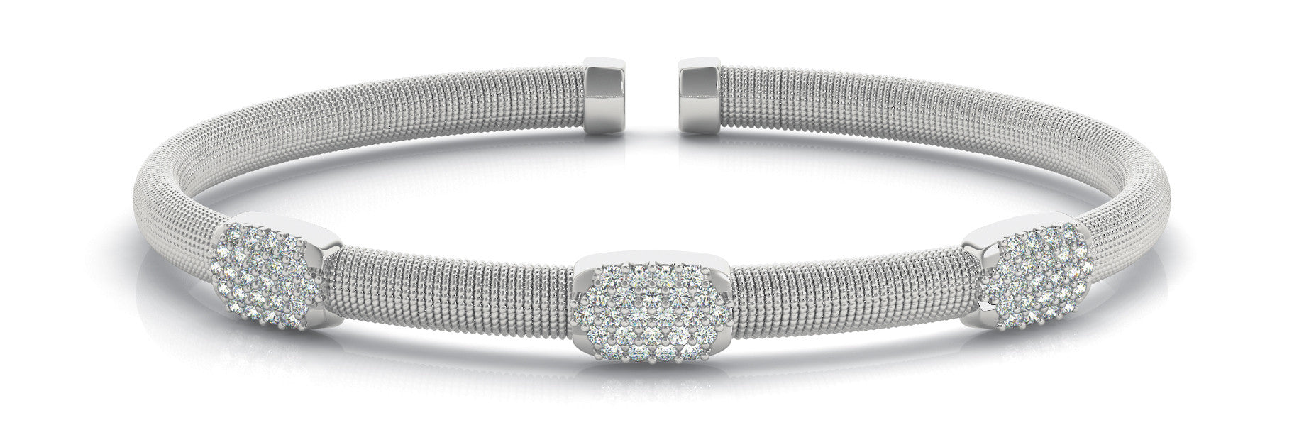 White gold Pavé Round Diamond Mesh Bracelet with Bezel Setting 1