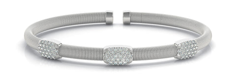 White gold Pavé Round Diamond Mesh Bracelet with Bezel Setting 1