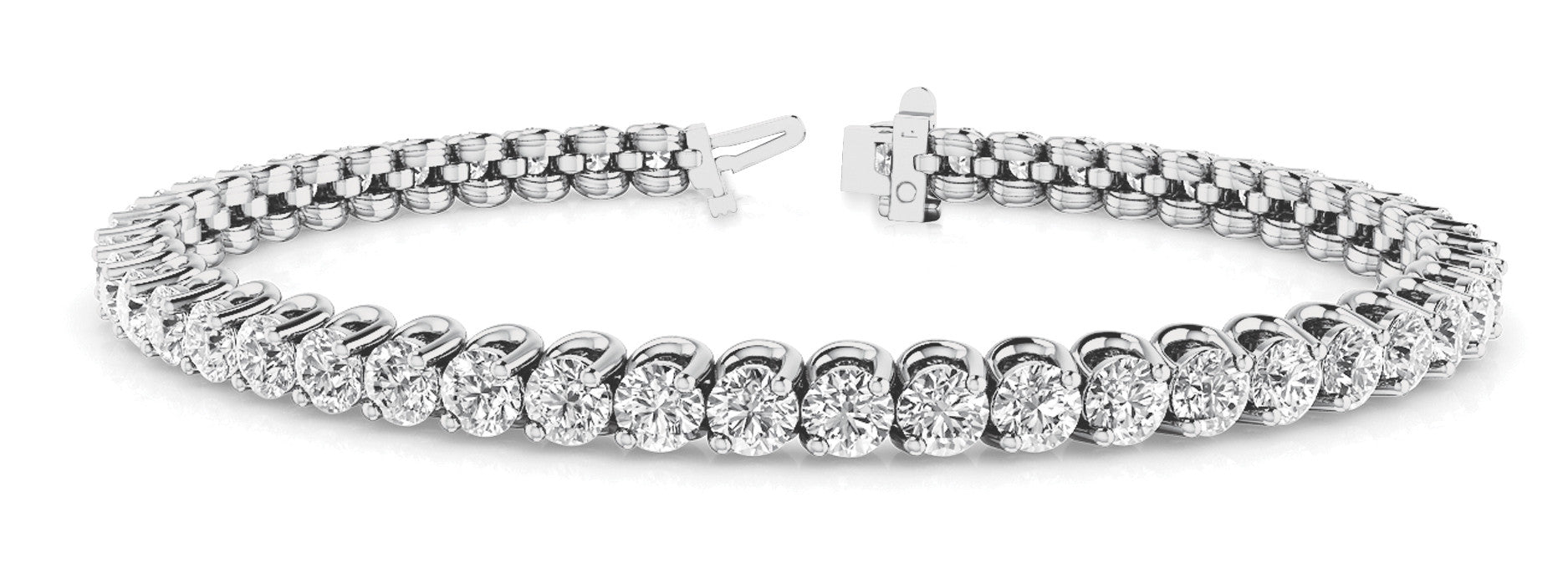 White gold Round Diamond Tennis Bracelet with Prong Setting and Box Clasp 1