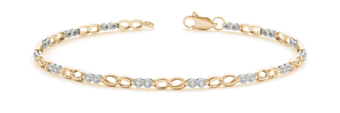 Yellow gold Round Diamond Infinity Link Tennis Bracelet with Bezel Setting 1
