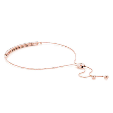 Rose gold Pavé Round Diamond Box Chain Slider Bracelet 2