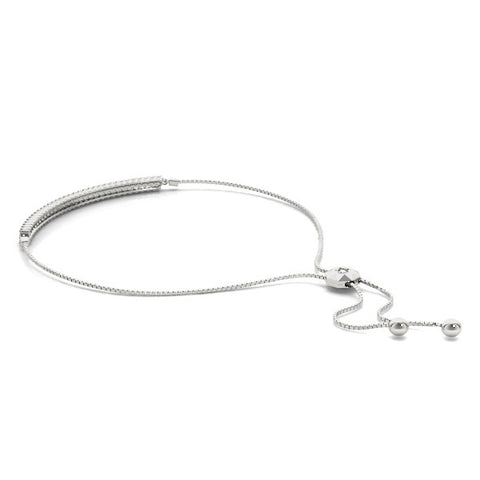 White gold Pavé Round Diamond Box Chain Slider Bracelet 2