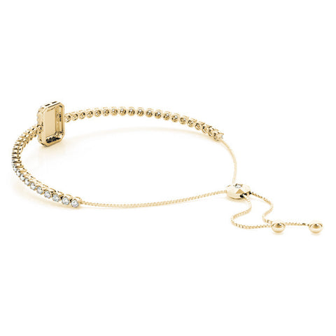 Yellow gold Pavé Diamond Square Halo Adjustable Tennis Bracelet 2