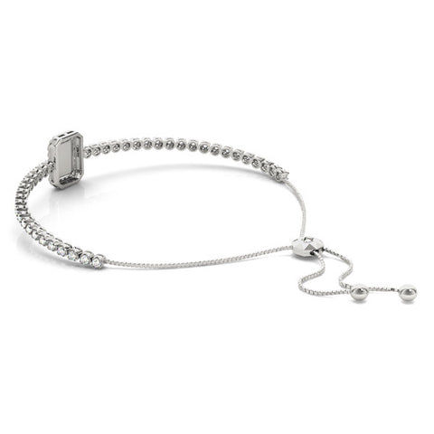 White gold Pavé Diamond Square Halo Adjustable Tennis Bracelet 2