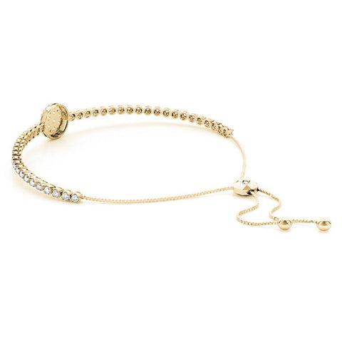 Yellow gold Round Diamond Halo Tennis Bracelet with Box Chain and Pavé Setting 2